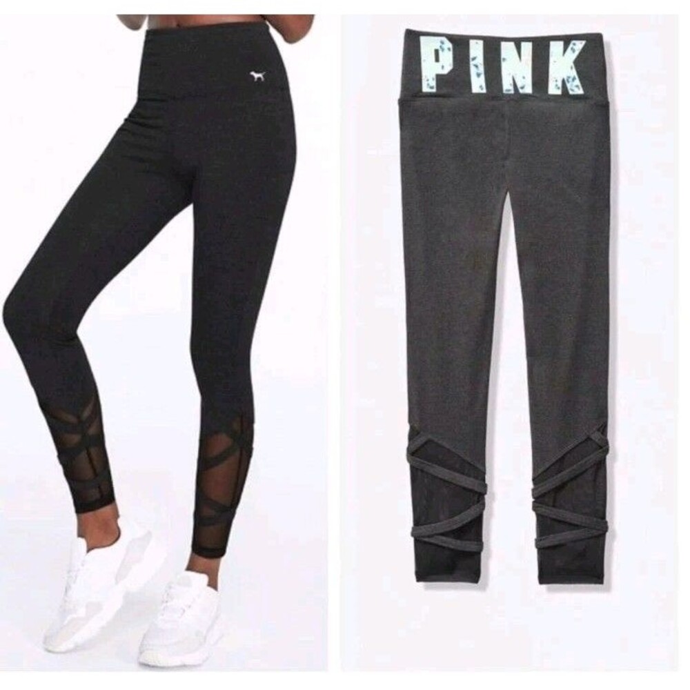 Victoria Secret Pink Cotton Strappy Ankle Legging Workout Athletic Sz  S/P